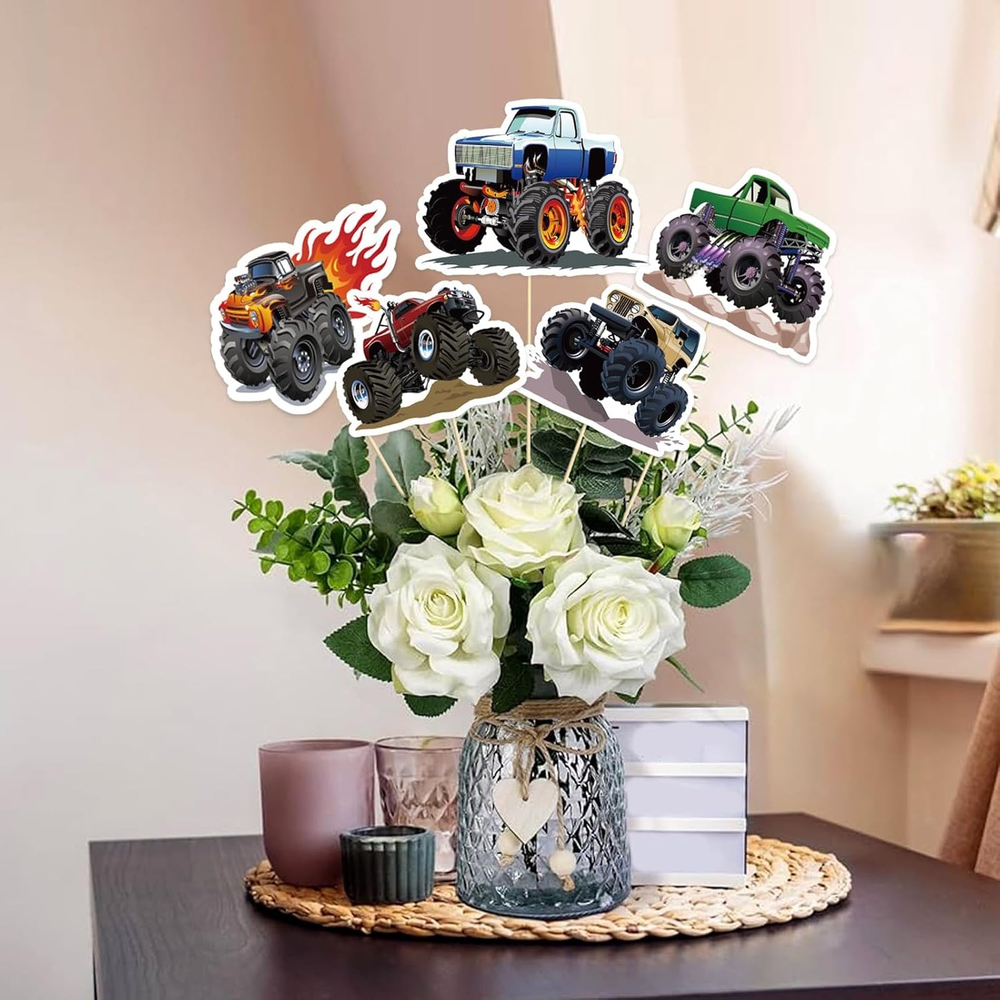 Beautiful Butterfly Centerpiece Sticks - Floral Baby Shower or Birthday Table Toppers - Butterfly Themed Gender Reveal Bridal Shower Party Decoration- Set of 15