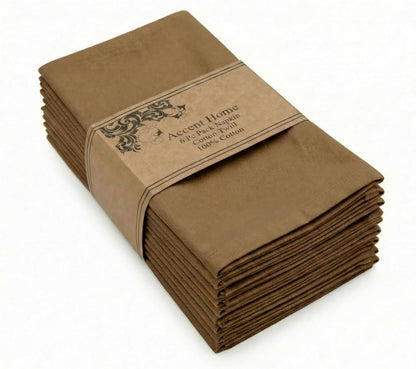 ACCENTHOME Natural Cotton Linen Napkin Set of 12 18x18 inch Dinner Napkins - Washable Soft Premium Hotel Quality Reusable Hemmed Edges Napkins Perfect Table Linens for Family Dinners, Weddings