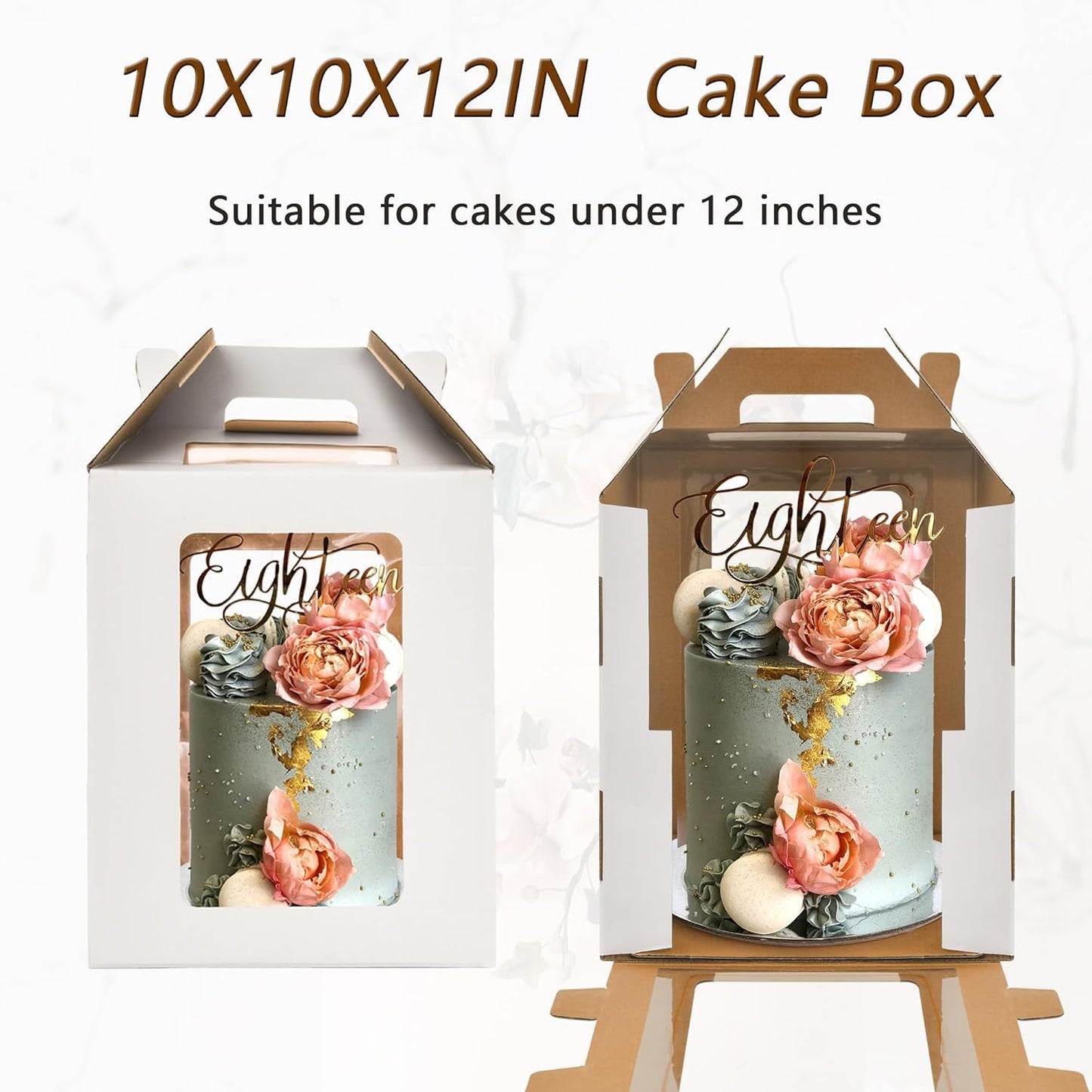 12x12x14 Inch Tall Cake Boxes with windows,10in 12in Tall Cake Carrier, Large Tiered Cake Box,Durable White Bakery Box, Layer Cake Box, large cake box(2pack)