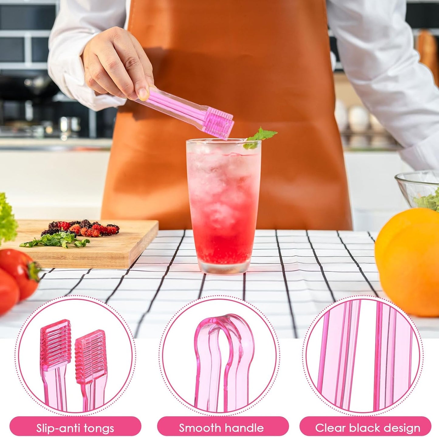 LemonRoad 10 Pcs Plastic Buffet Serving Tongs, 6.3 Inches Clear Kitchen Tongs Mini Small Disposable Serving Utensil for Party Food Ice Salad Buffet Appetizer Catering Barbecue Cookies(Clear Blue)