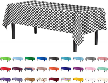 Exquisite Party Solids 6-Pack Premium Plastic Tablecloth 54in. x 108in. Rectangle Plastic Table Cover - Navy