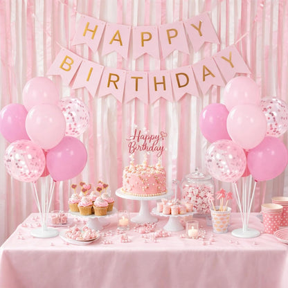 4 Sets Balloon Stand Kits, Balloon Sticks Holder with Base for Table Light Pink Party Decorations for girl Birthday Wedding Graduation Party Gender Reveal Baby Shower Graduation Decorations 2026