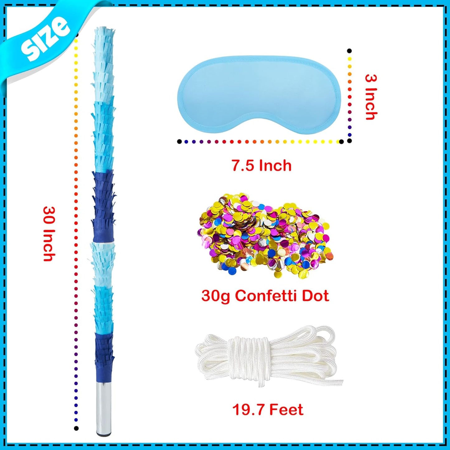 PCFING 30 Inch Piñata Stick Kit Blue Very Sturdy Will Not Break, Suitable for Boys Girls Adults Can Have Fun at Any Party