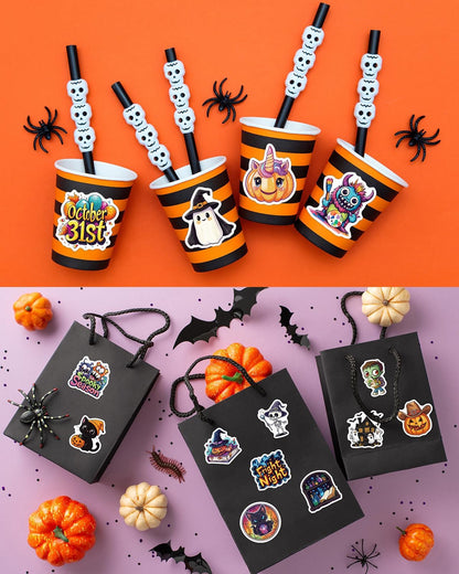 JCFIRE 200PCS Stickers for Kids, Waterproof Cute Mixed Animal Food Vinyl Scrapbook Stickers for Water Bottle, Book, Laptop, Goodie Bags Stuffers Kids Party Favors, Classroom Supplies Must Haves