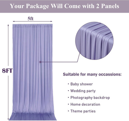 10ftx10ft Black Backdrop Curtains for Weddings Parties, Wrinkle Free 2 Panels Silky Polyester Photo Backdrop Drapes Back Drop Cloth Drapery for Birthday Mother'sDay Photography Background