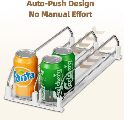 HIYOHIYO 5 Row Auto-Push Drink Organizer for Fridge, Self Pushing Soda Can Dispenser for Refrigerator, Automatic Drink Dispenser for Fridge, Holds up to 25 Cans