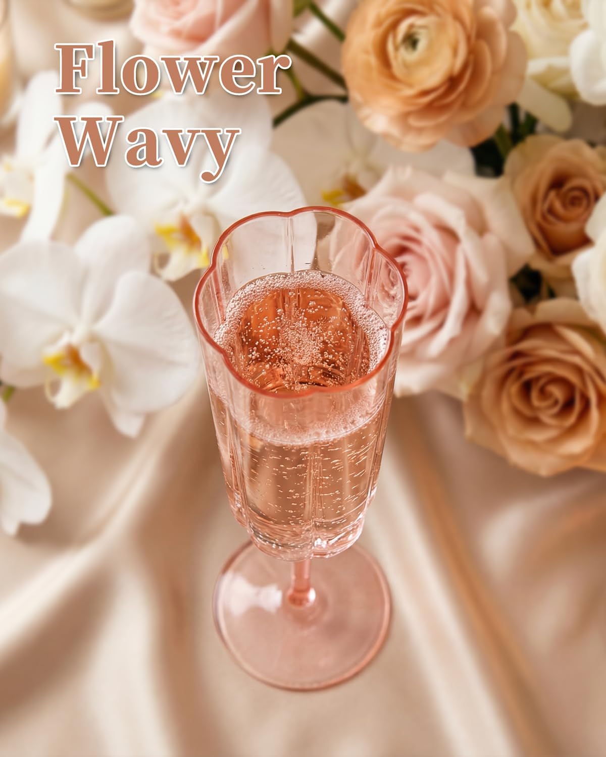 Ciaell 24 Pack Plastic Champagne Flutes - 6oz Ribbed Disposable Champagne Glasses - Clear Vintage Mimosa Glasses with Long Stem, Elegant for Weddings, Birthdays, Party