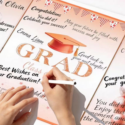 Green Graduation Party Decorations Class of 2026 - Extra Large 22" x 14" Graduation Guest Book to Sign Signature Board for Graduation Gifts Congrats Grad Party Favors Supplies Decor Keepsake