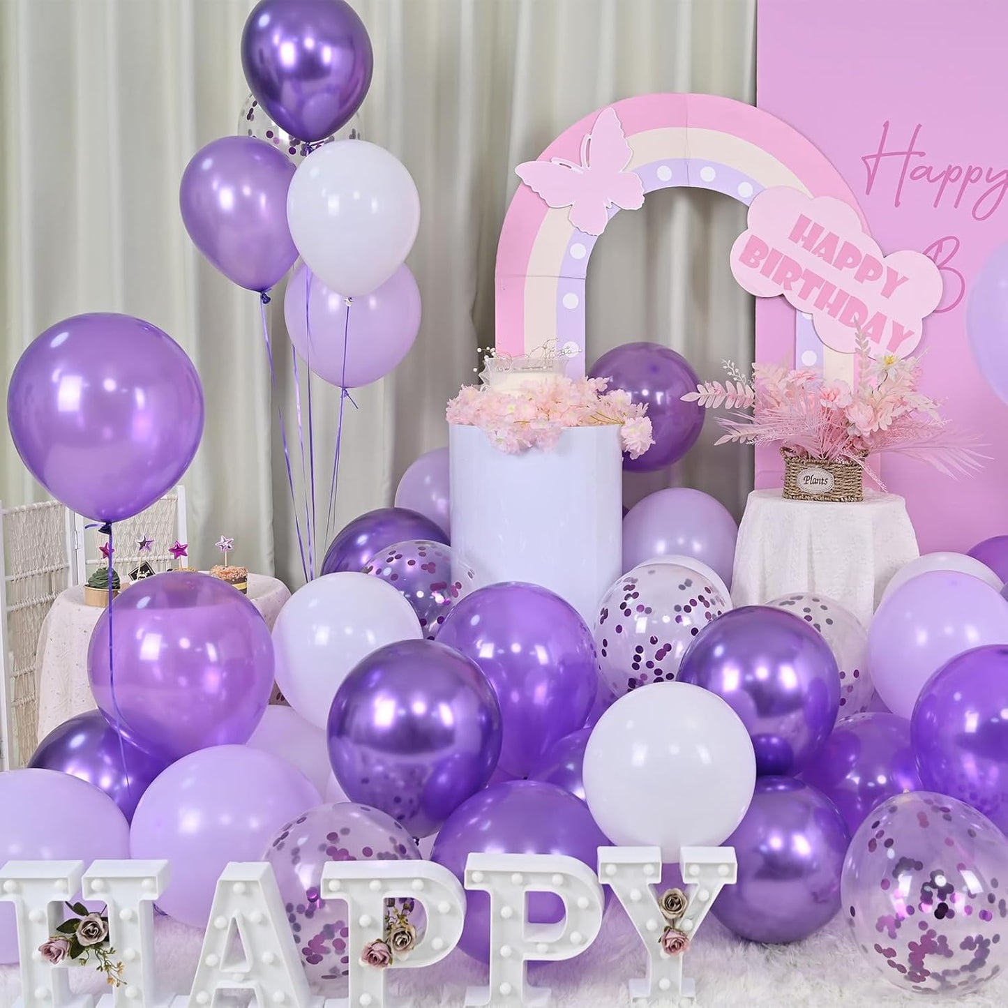 Pink Blue Purple Balloon, 60 Pcs 12 Inches Hot Pink Metallic Purple Teal Yellow Balloons Confetti Balloons for Kids Magic Theme Birthday Decoration Baby Shower Girls Music Party Supplies