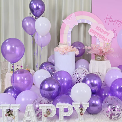 Pink Blue Purple Balloon, 60 Pcs 12 Inches Hot Pink Metallic Purple Teal Yellow Balloons Confetti Balloons for Kids Magic Theme Birthday Decoration Baby Shower Girls Music Party Supplies