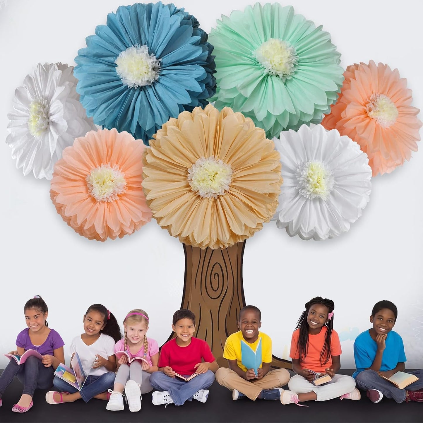 Chunful 5 Pcs 30'' 24'' Gaint Pastel Tissue Paper Flowers Decoration Large Hanging Tissue Paper Pom Poms Decor for Pastel Birthday Bachelorette Wedding Baby Shower Bridal Shower Easter Party Decor
