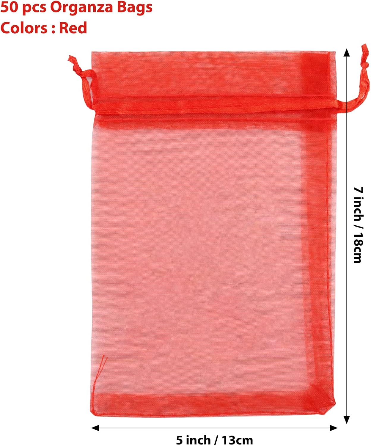 ANZNKU 50 Pack Organza Bags 5 x 7 in White Small Mesh Gift Bags Bulk Drawstring for Wedding Party Favors, Little Goodie Bag for Candy Jewelry Soap Makeup, Treat Sachet Pouch for Mothers Gifts Wrap