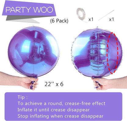 PartyWoo Metallic Gold Foil Balloons 20pcs Different Sizes Pack of 22 15 10 Inch Large Round Foil 4D Inflatable Mirror Ball Mylar Balloons for Graduation Birthday Baby Shower Party Decorations
