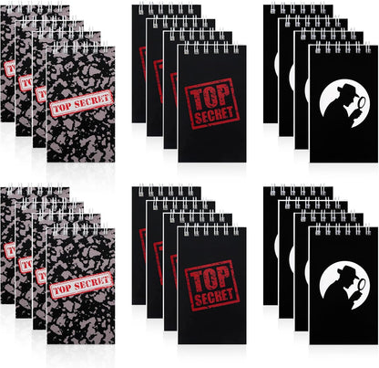 Hooqict 24 Pack Top Secret Mini Notebooks for Detective Party Favors Small Pocket Notebook Spiral Notepads for Mystery Decorations Goodie Bag Stuffers Pinata Fillers