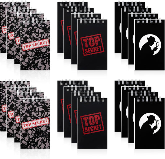 Hooqict 24 Pack Top Secret Mini Notebooks for Detective Party Favors Small Pocket Notebook Spiral Notepads for Mystery Decorations Goodie Bag Stuffers Pinata Fillers