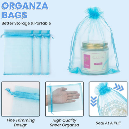 ANZNKU 50 Pack Organza Bags 5 x 7 in White Small Mesh Gift Bags Bulk Drawstring for Wedding Party Favors, Little Goodie Bag for Candy Jewelry Soap Makeup, Treat Sachet Pouch for Mothers Gifts Wrap