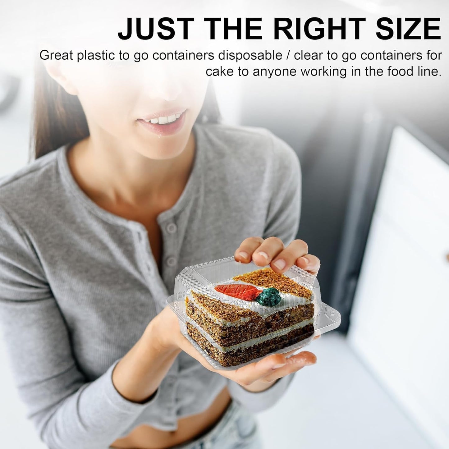 MT Products Clear Cake Slice Container 5" x 5" x 2.75" - To go Square Plastic Container (Pack of 40) - Made in the USA