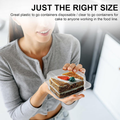 MT Products Clear Cake Slice Container 5" x 5" x 2.75" - To go Square Plastic Container (Pack of 40) - Made in the USA