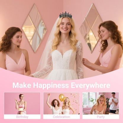 Tiara Crown for Women, Headband Hair Accessories for Birthday Wedding Party Costume Pink