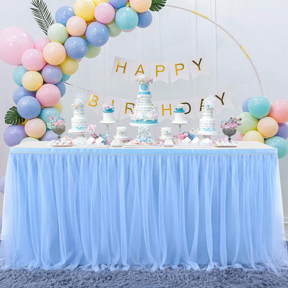 Suppromo 6ft Pink Tulle Table Skirt Baby Shower Tablecloth for Rectangle Tables or Round Tables Pink Ruffle Tutu Table Skirts Desk Skirt for Princess Girls Birthday Party Cake Dessert Decorations