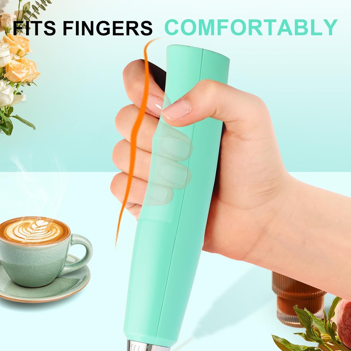 YUSWKO Black Handheld Milk Frother Wand for Coffee, Rechargeable Electric Whisk with 3 Heads 3 Speeds Drink Mixer Coffee Frother For Latte, Cappuccino, Hot Chocolate, Egg