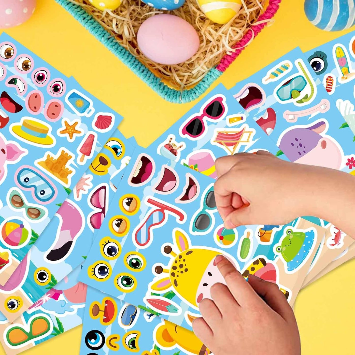 24 PCS Fairy Stickers for Kids, Make a Face Sticker with 8 Unique Designs Fairy, Frog, Mushroom, Make Your Own Stickers for Girls Birthday Party Favors, Goodie Bags, DIY Crafts
