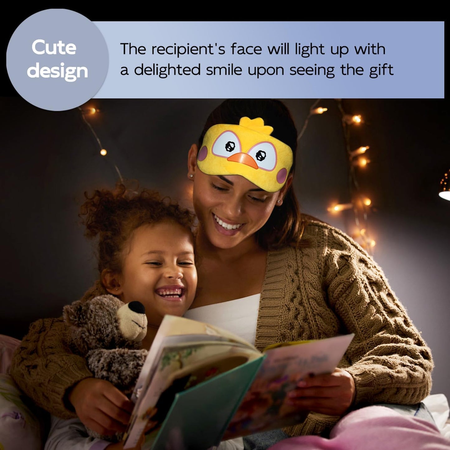 Christmas Reindeer Sleep Mask Cute Antler Eye Masks Sleeping Soft Plush Cartoon Blindfold Funny Animal Eye Cover Xmas Presents for Women Men (Xmas Reindeer,Brown)