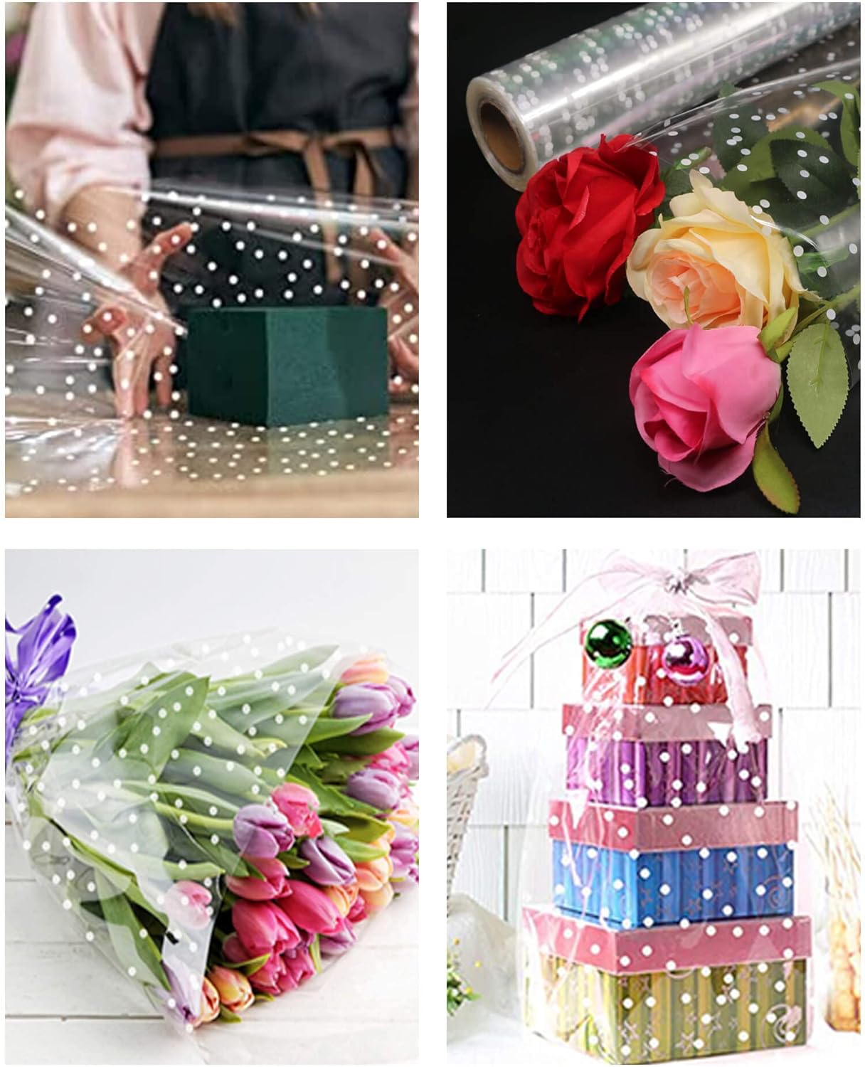 JOYIT 100 ft Clear Cellophane Wrap Roll (31.5 in x 100 ft) - 3 Mil Thicken Cellophane Roll,Cellophane Bags Large,Wrapping Paper for Flower Gift Baskets Wrap (31.5" fold into 16")