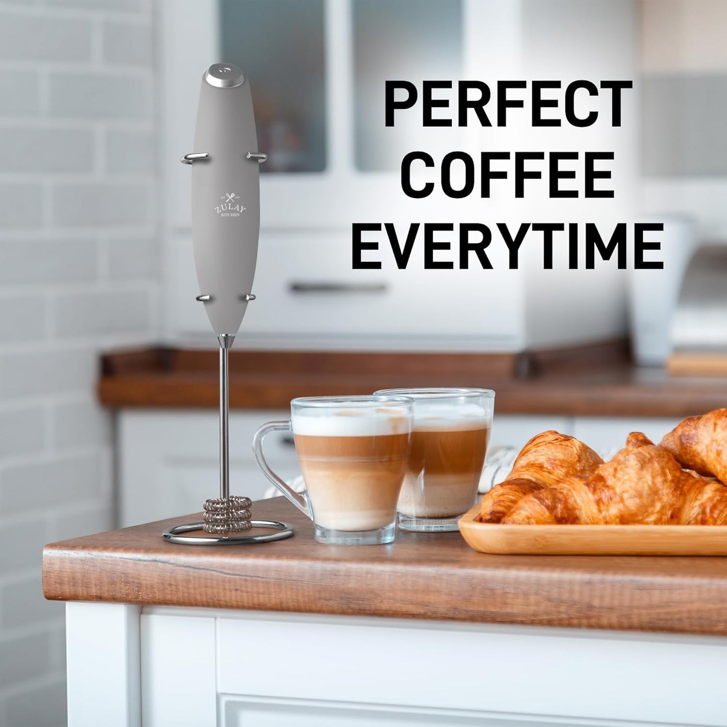 Zulay Kitchen Powerful Milk Frother Wand With Duracell Batteries - Ultra Fast Handheld Drink Mixer - Electric Whisk Foam Maker for Coffee, Lattes, Cappuccino & Matcha - Z1 Motor - Black - Colors A