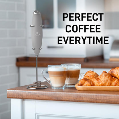 Zulay Kitchen Powerful Milk Frother Wand With Duracell Batteries - Ultra Fast Handheld Drink Mixer - Electric Whisk Foam Maker for Coffee, Lattes, Cappuccino & Matcha - Z1 Motor - Black - Colors A