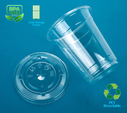 Golden Apple Cup series, 9oz Clear Plastic cups with Flat lids no hole 50sets