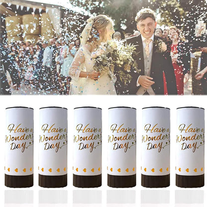 White Confetti Cannon, 6 Pack Mini Party Poppers Shooters Party Confetti Cannon Biodegradable Confetti for Wedding Kids Birthday Wedding Party Supplies