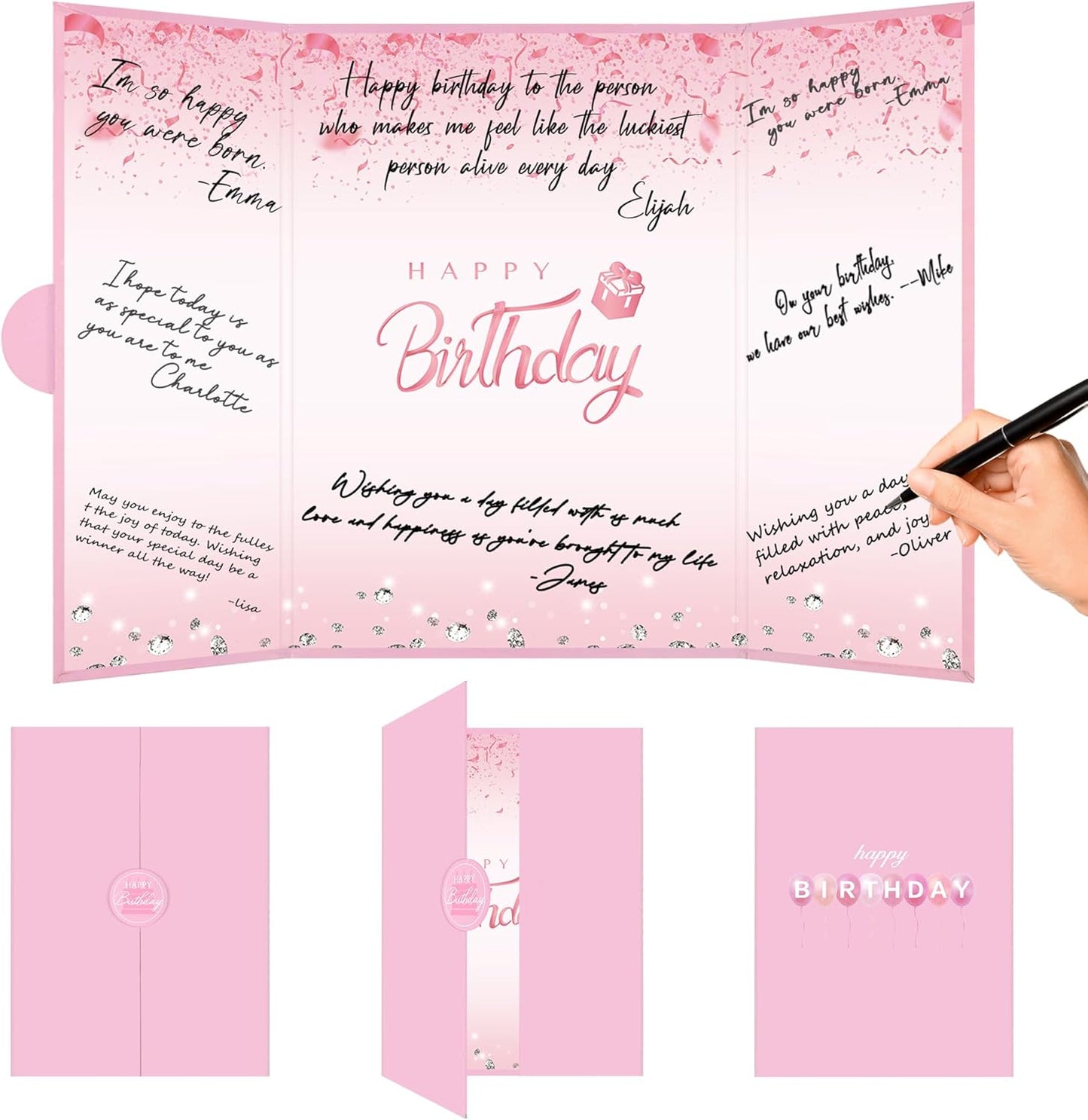 Crenics Black and White Birthday Decorations Women Men, Creative Birthday Guest Signature Book Alternative 18" x 12", Great Party Gifts for Girls or Boys