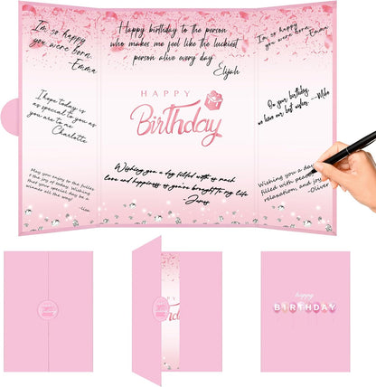 Crenics Black and White Birthday Decorations Women Men, Creative Birthday Guest Signature Book Alternative 18" x 12", Great Party Gifts for Girls or Boys