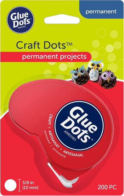 Glue Dots, Craft Dots, Double-Sided, 1/2", .5 Inch, 200 Dots, DIY Craft Glue Tape, Sticky Adhesive Glue Points, Liquid Hot Glue Alternative, Clear