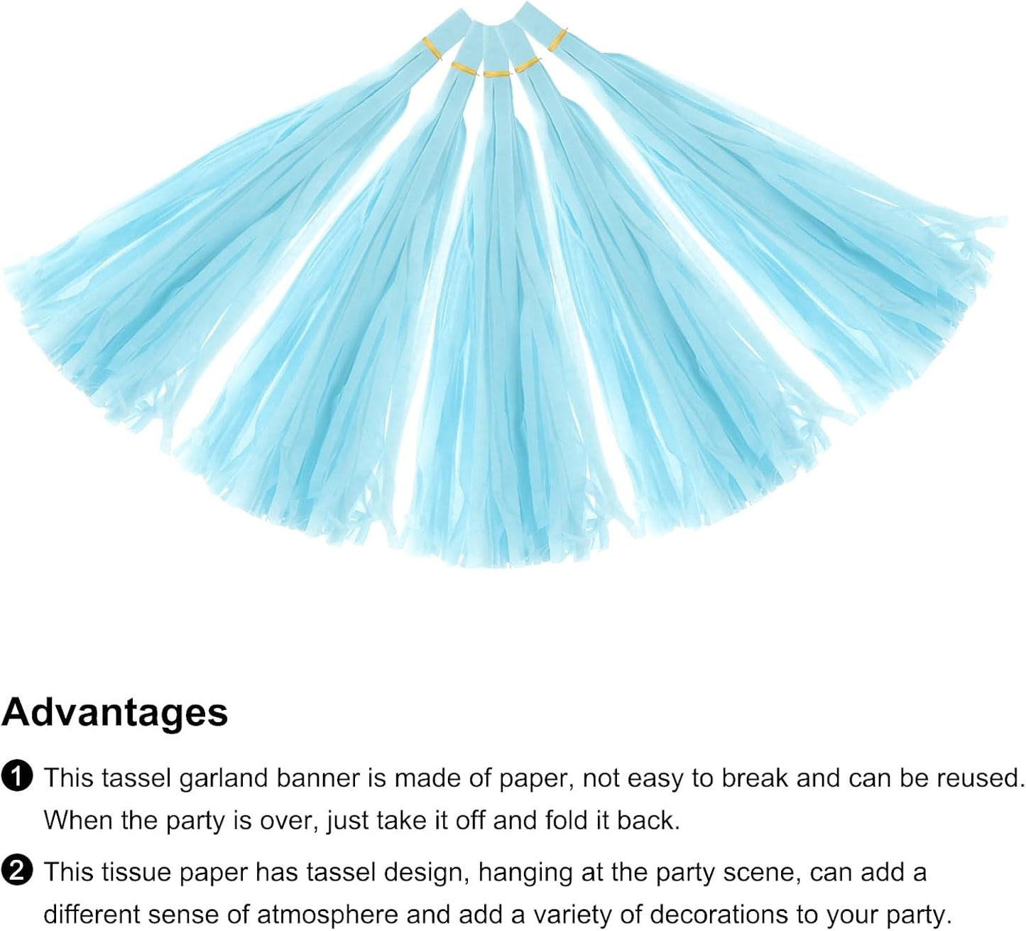 MECCANIXITY 20Pcs Light Blue Tassel Garland Banner with Rope Tissue Paper Tassels Party DIY Kits for Anniversary Wedding Birthday Party