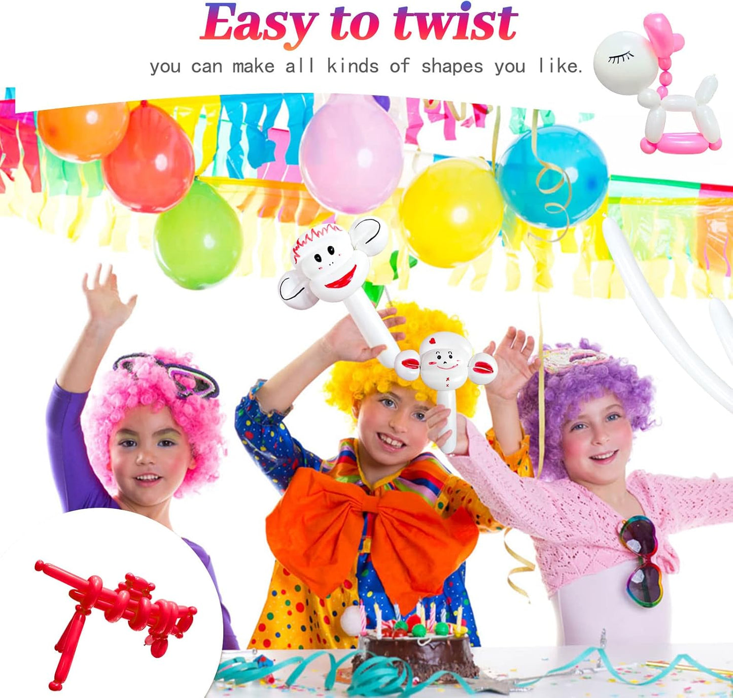 260 Balloons Clear, Thickening Long Balloons for Tying Arch, Twisting Latex Animals Magic Modeling Skinny Birthday Balloon for Kid‘s Party Wedding Decoartion Supply 100pcs
