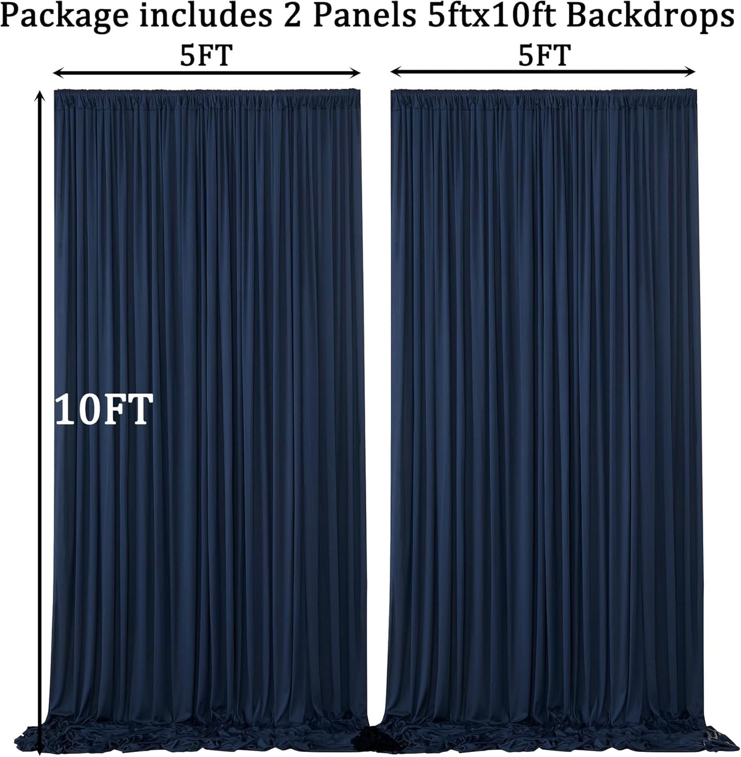 10ftx10ft Black Backdrop Curtains for Weddings Parties, Wrinkle Free 2 Panels Silky Polyester Photo Backdrop Drapes Back Drop Cloth Drapery for Birthday Mother'sDay Photography Background