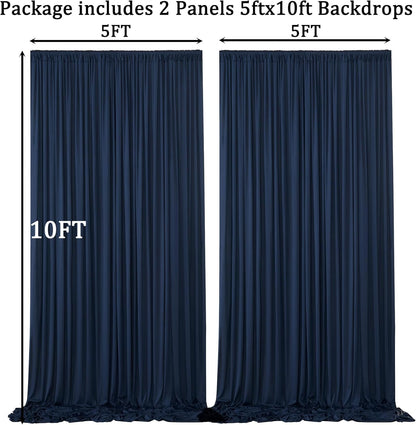 10ftx10ft Black Backdrop Curtains for Weddings Parties, Wrinkle Free 2 Panels Silky Polyester Photo Backdrop Drapes Back Drop Cloth Drapery for Birthday Mother'sDay Photography Background
