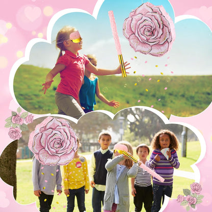 Pink Flower Piñata Set with Blindfold Bat and Confetti Floral Piñata Girls Party Game for Graduation Birthday Baby Shower Gender Reveal Wedding Party (13.78 x 12.99 Inches)