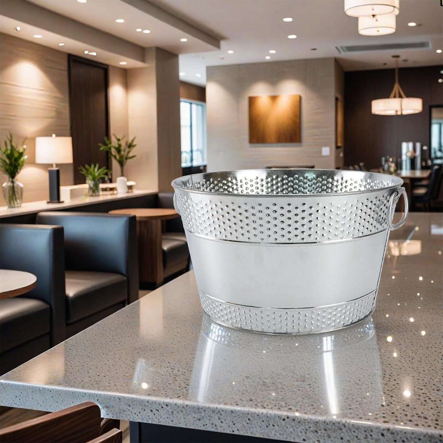 Metal Ice Bucket Galvanized Beverage Tub, Drink Buckets Large Cooler for Wine Beer Champagne Cocktails for Catering, Bars, Parties, Outdoor Events (Black-1PC)