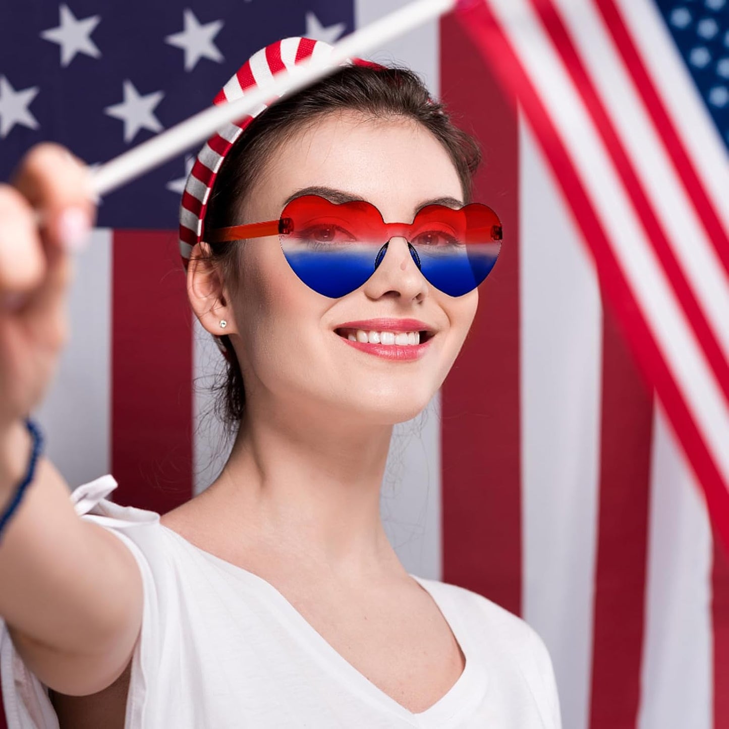 Pibupibu 12 Pack Heart Shaped Sunglasses for Women Colorful Rimless Sunglasses Transparent Bachelorette Party Favors
