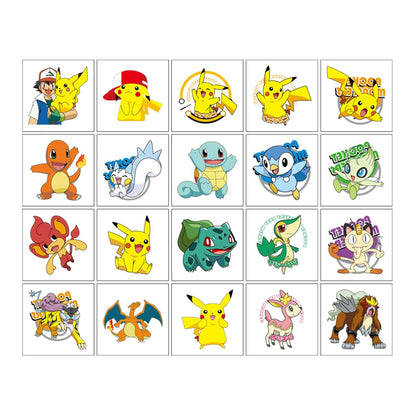 20 Sheets Cute Pokemon Temporary Tattoos for Adult, Cool Cartoon Decoration Sticker Gifts for Teen Activity Prizes Carnival Christmas Rewards