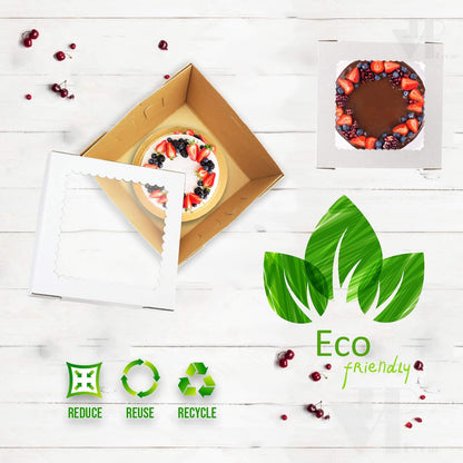 12 Pcs Tall Cake Boxes with Window in 6 Sizes + 15 Thank You Stickers 12x12 10x10 8x8, Bakery Boxes disposable carrier take out container, In 12 10 8 inch 2 3 tier wedding birthday