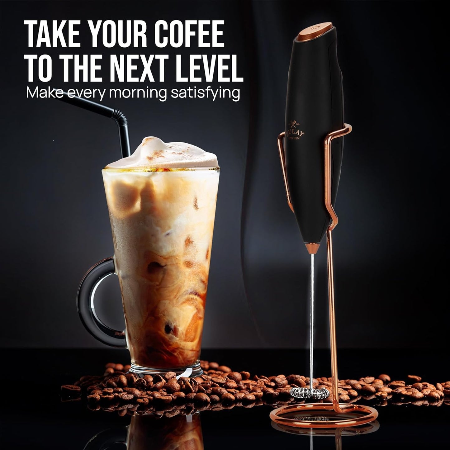 Zulay Kitchen Powerful Milk Frother Wand With Duracell Batteries - Ultra Fast Handheld Drink Mixer - Electric Whisk Foam Maker for Coffee, Lattes, Cappuccino & Matcha - Z1 Motor - Black - Colors B