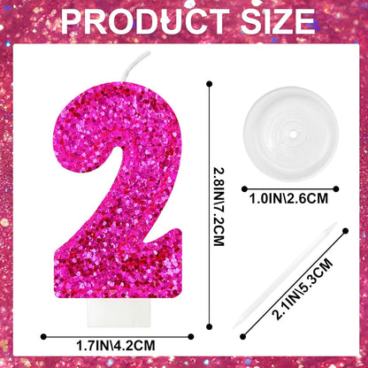 Birthday Number Candles, Glitter Number Candle Cake Decorations with Sequins, Cupcake Decorations for Girls, Women, Party Anniversary Celebrations (Number 6, Purple)