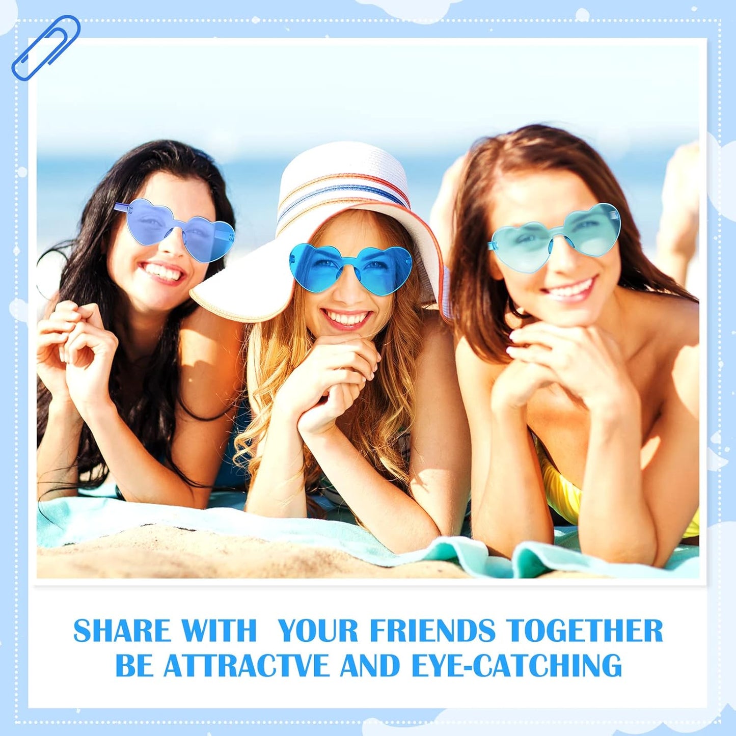 Frienda 8 Pairs Heart Shaped Sunglasses for Women Rimless Heart Glasses Candy Color Sunglasses for Party Favor