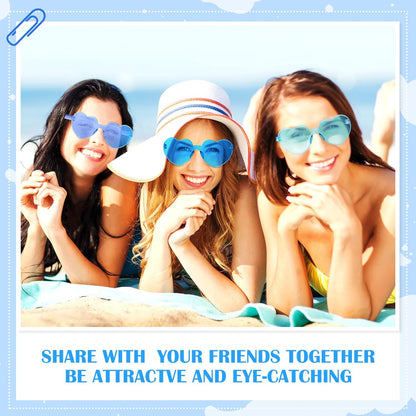 Frienda 8 Pairs Heart Shaped Sunglasses for Women Rimless Heart Glasses Candy Color Sunglasses for Party Favor