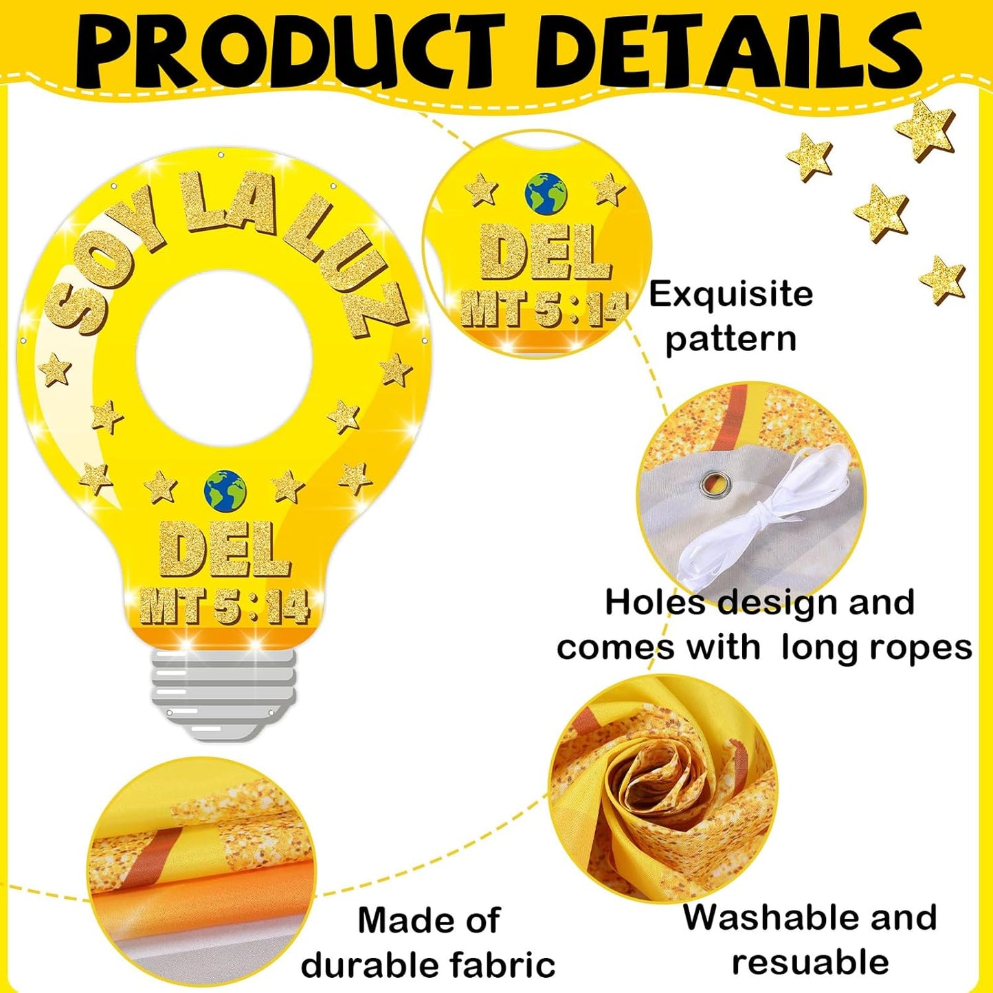 79×55inch VBS 2026 Christian Religious Party Decors Light Bulb Shaped Photo Prop Selfie Frame Large Bible Verse Background Backdrop Banner Lightbulb Photo Booth Props for Sunday School Church Supplies