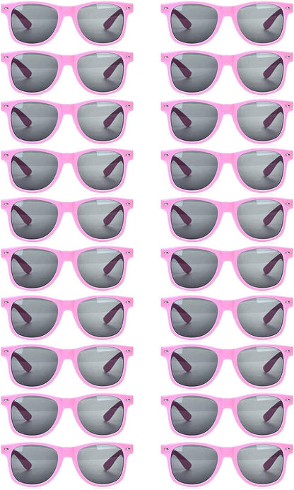 20 Pairs Bulk Sunglasses for Adult Retro 70s 90s Cheap Glasses (Black)